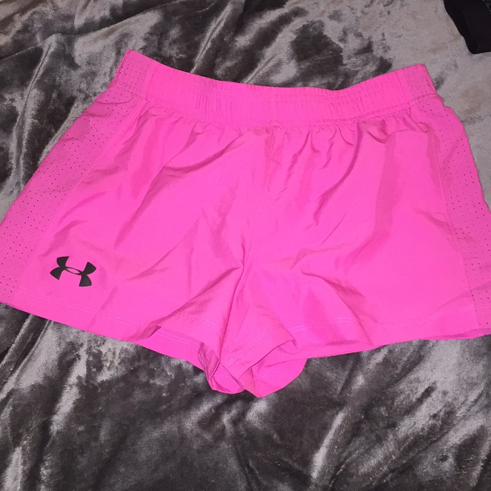 YOUTH large pink under armor shorts
